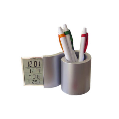 Portalápiz con Reloj de Escritorio
